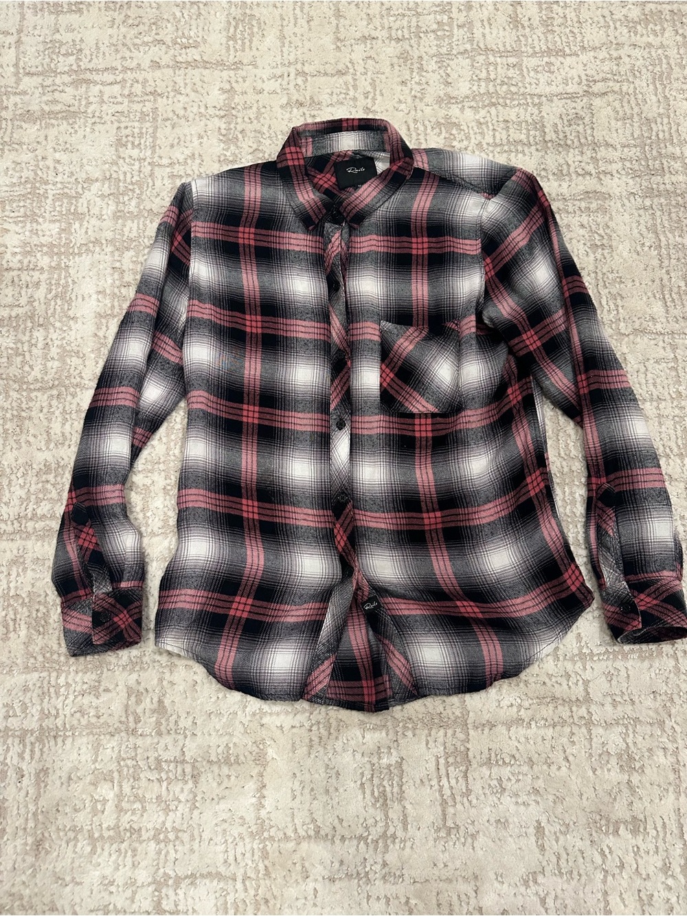 Rails Hunter Black Taffy Plaid Button Front Shirt Medium
